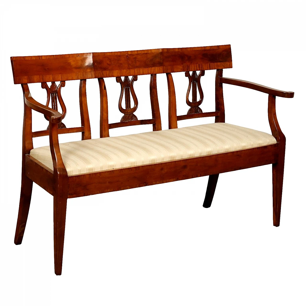 Empire cherry wood and striped walnut sofa, early 19th century 1