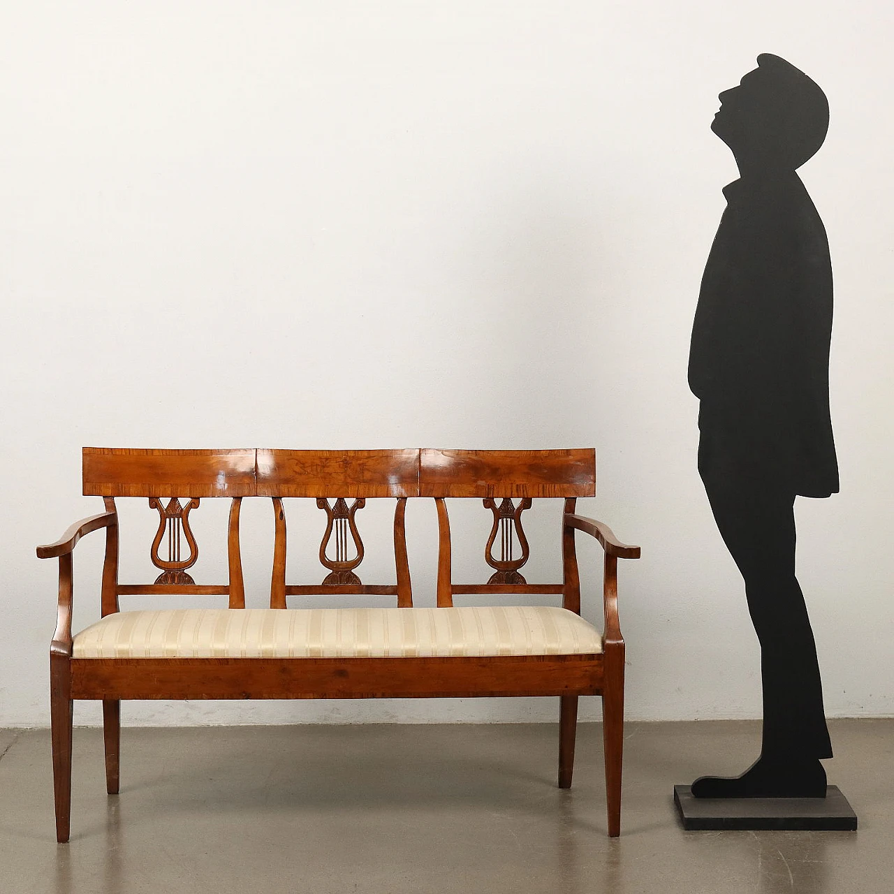 Empire cherry wood and striped walnut sofa, early 19th century 2