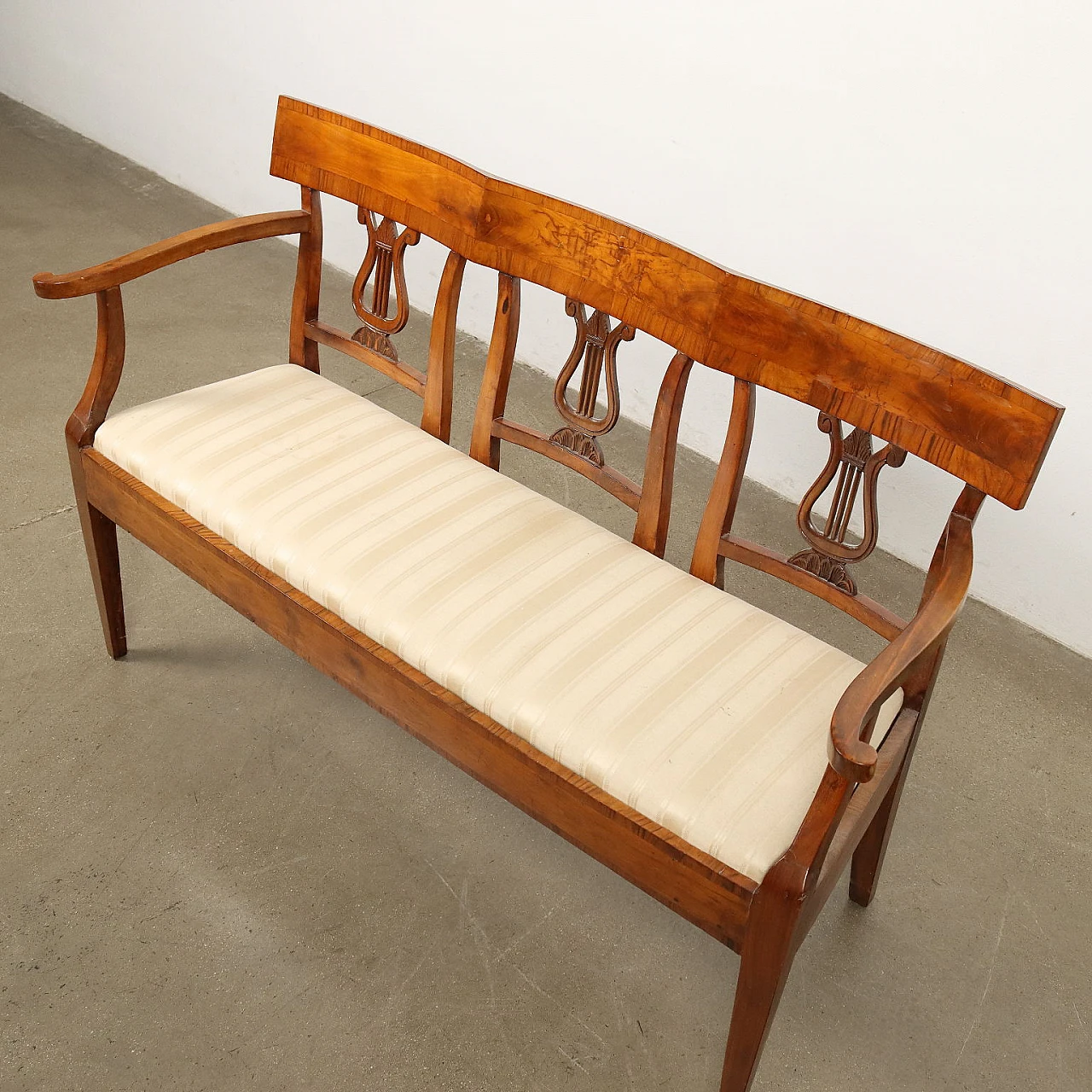 Empire cherry wood and striped walnut sofa, early 19th century 7