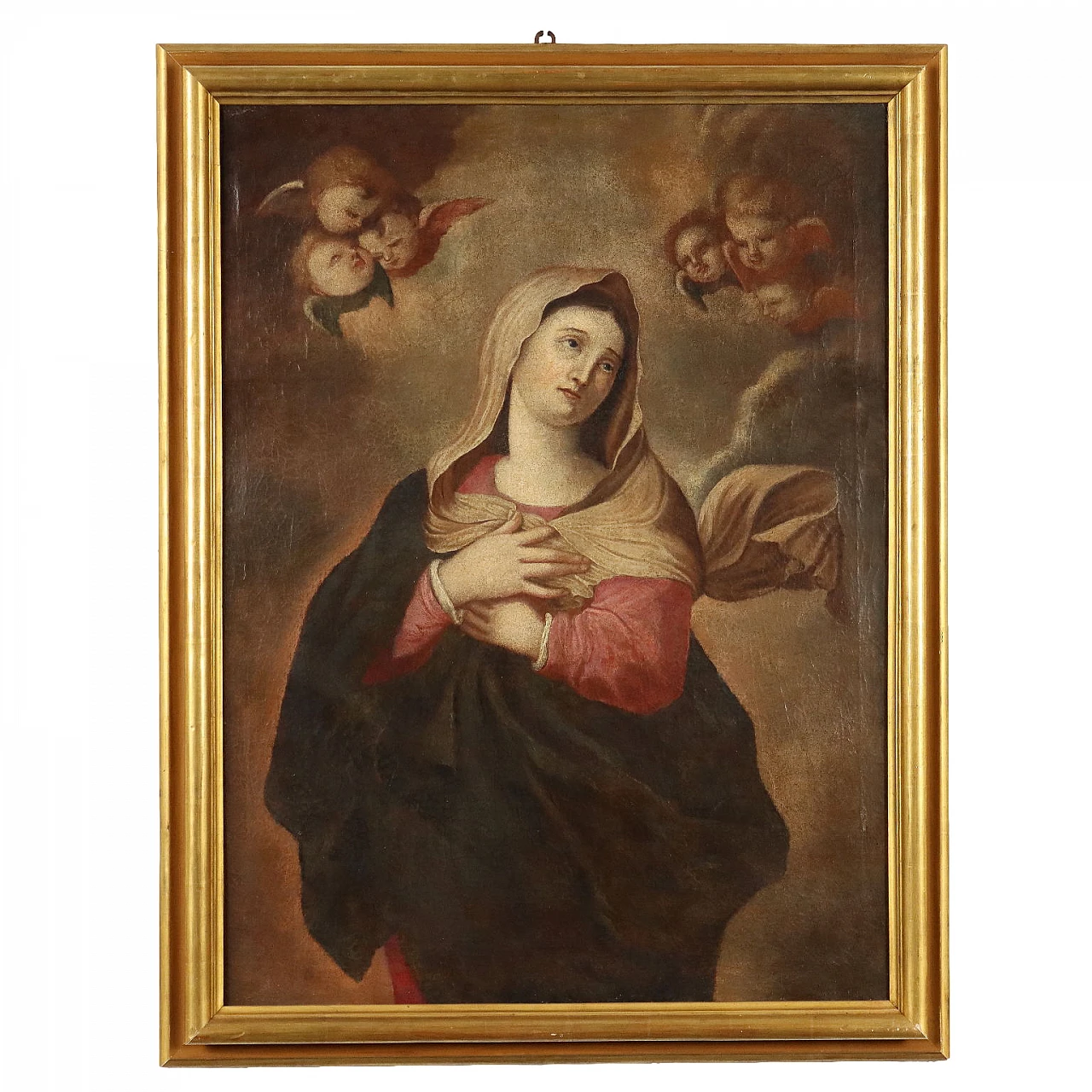 Madonna and angels, oil painting on canvas, 17th century 1