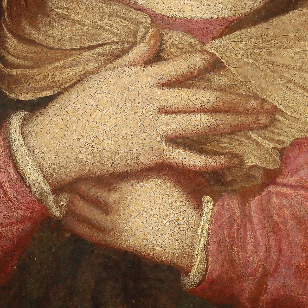 Madonna and angels, oil painting on canvas, 17th century 5