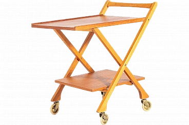 Folding teak service cart, 1960s