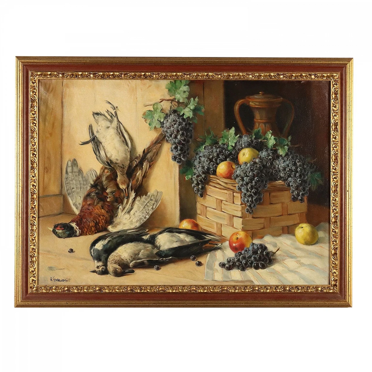 A. Paolo Graziani, Still life with fruit and game, oil on canvas 1