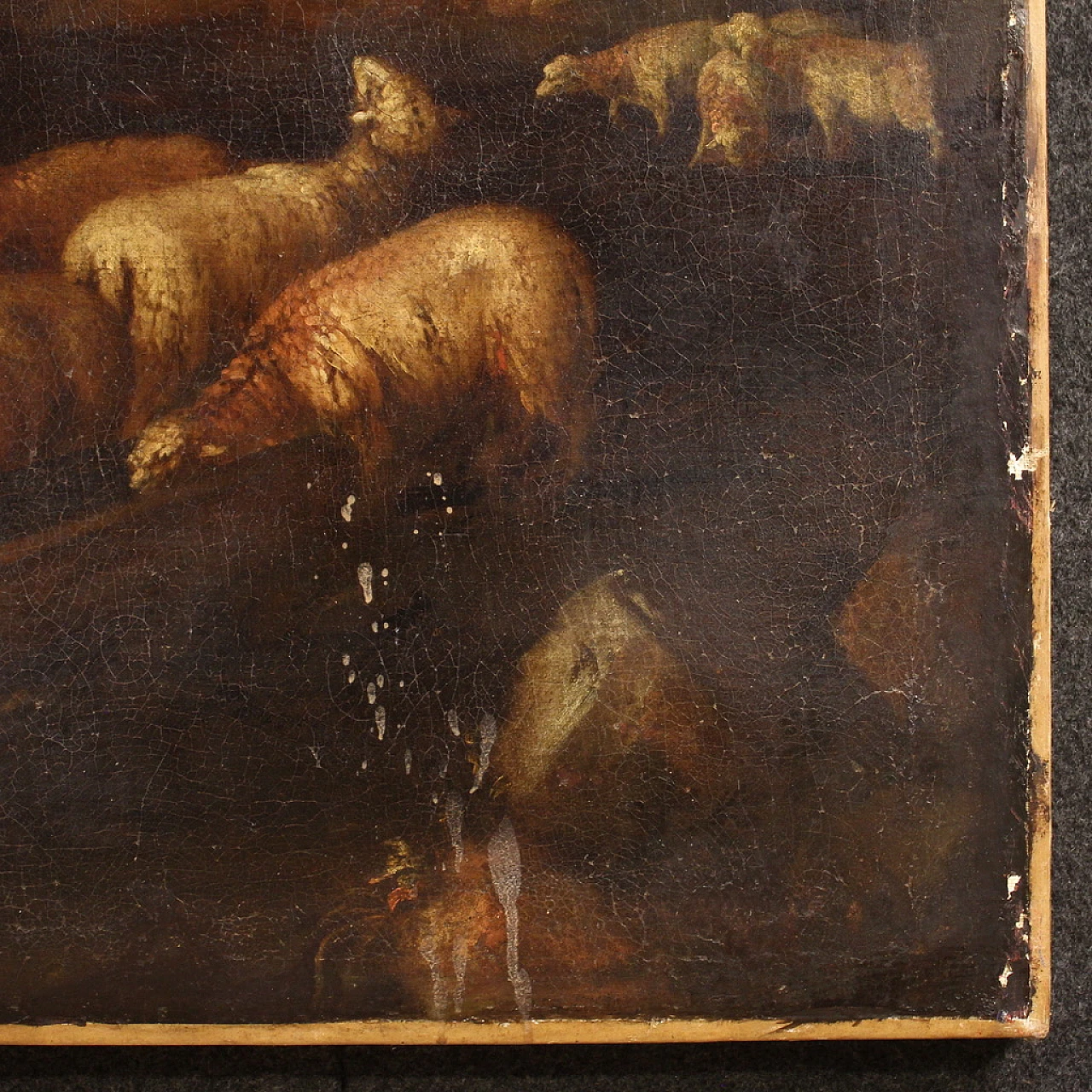 Paesaggio bucolico con figure e animali, olio su tela, '600 14