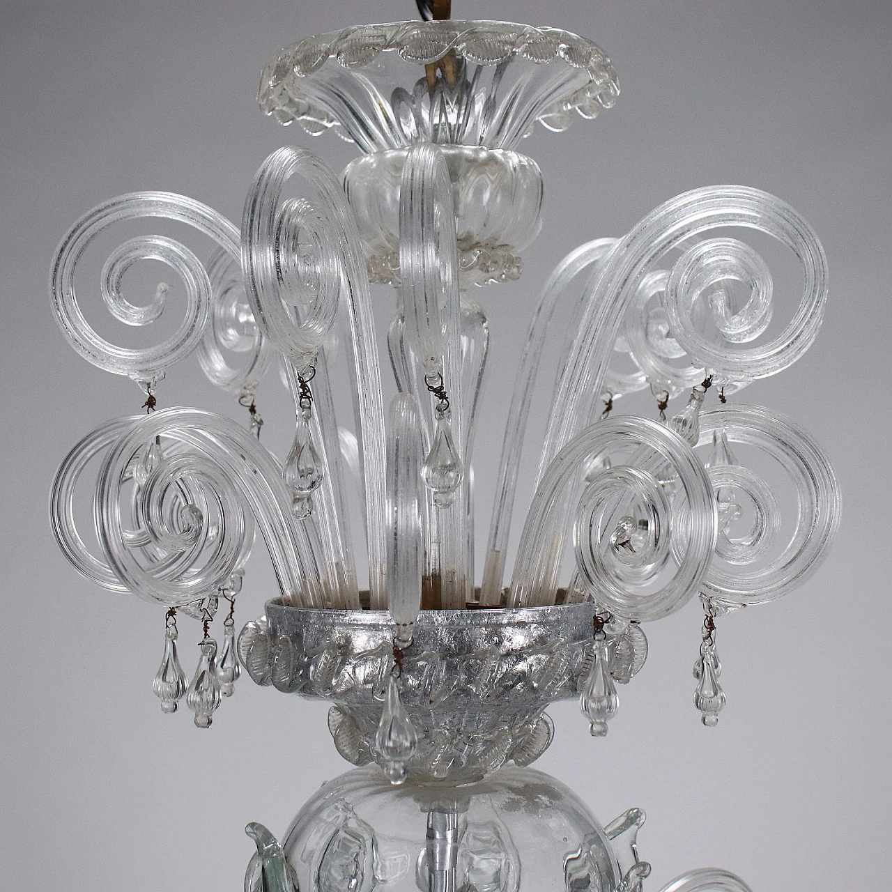 Lampadario a dieci luci in vetro soffiato di Murano 4