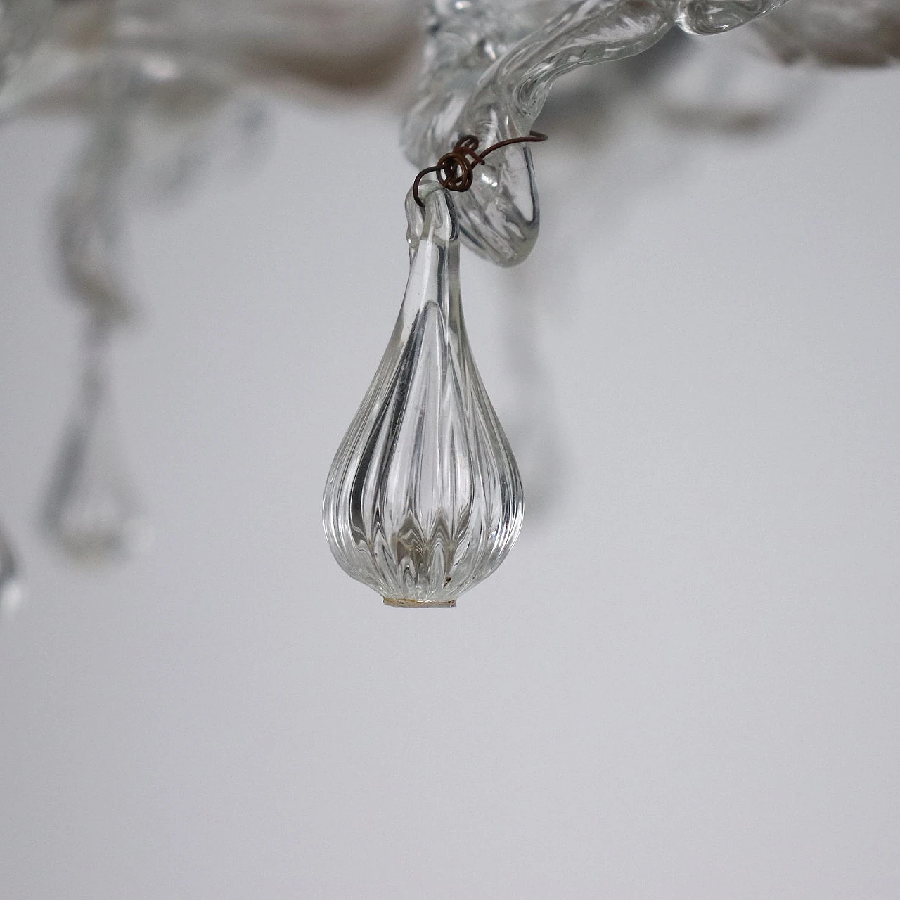 Lampadario a dieci luci in vetro soffiato di Murano 10