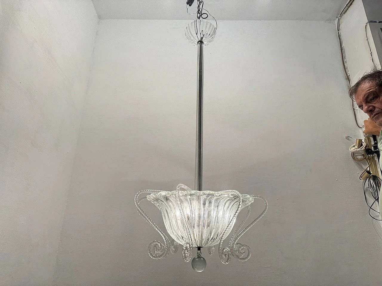Murano glass ceiling lamp, 1950s 6