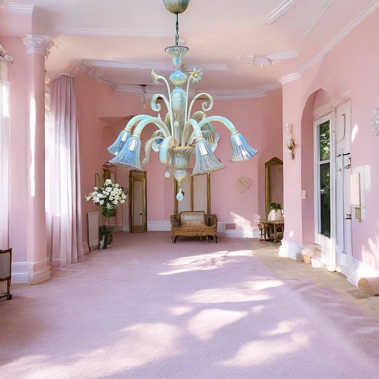 Opalescent Venetian Murano Glass Chandelier, 1960s 2