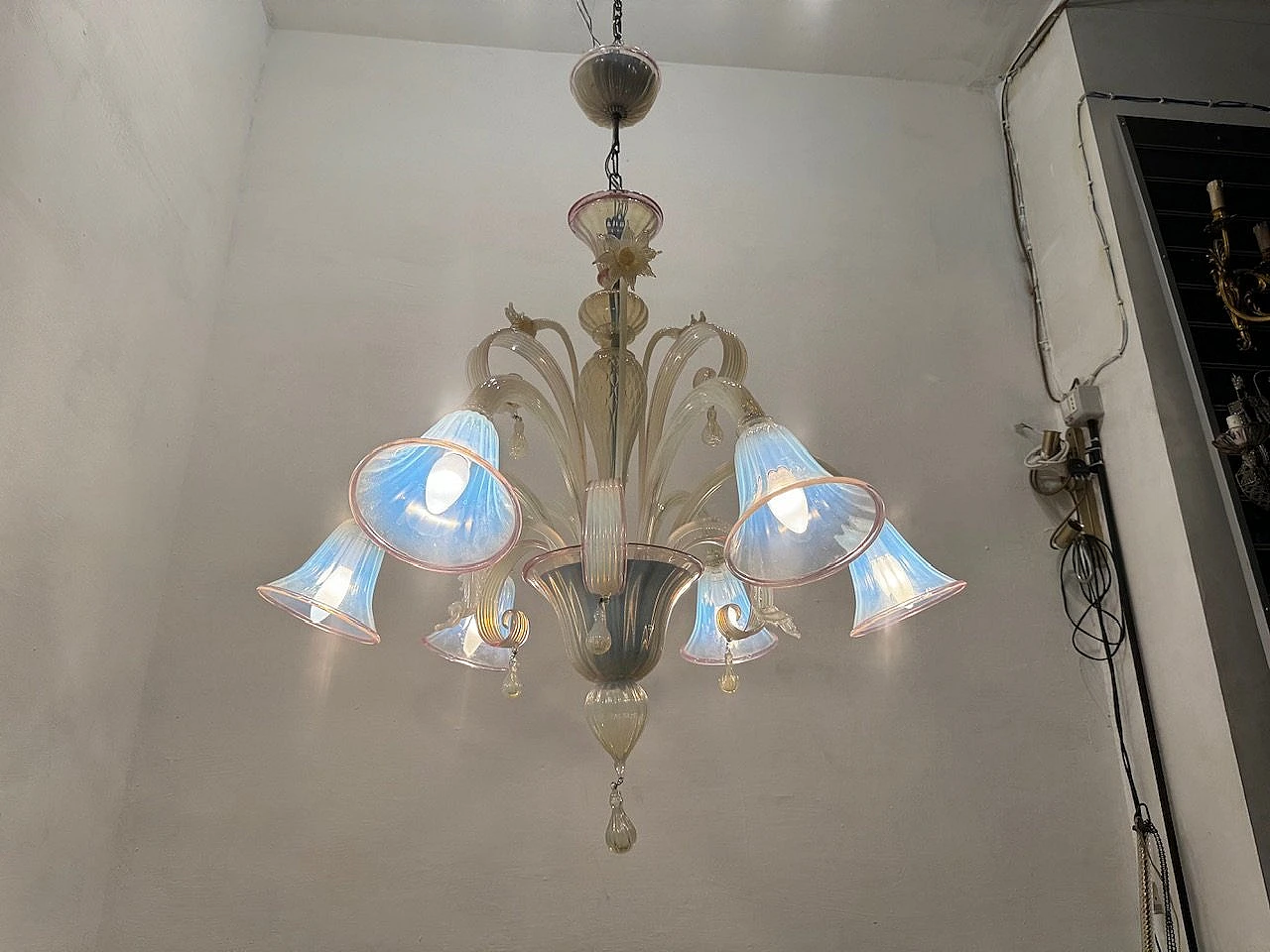 Opalescent Venetian Murano Glass Chandelier, 1960s 5