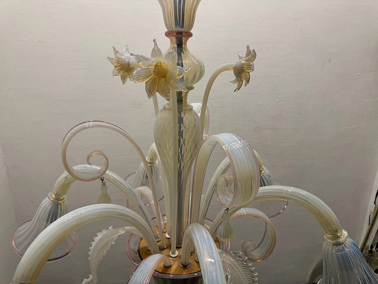 Opalescent Venetian Murano Glass Chandelier, 1960s 6