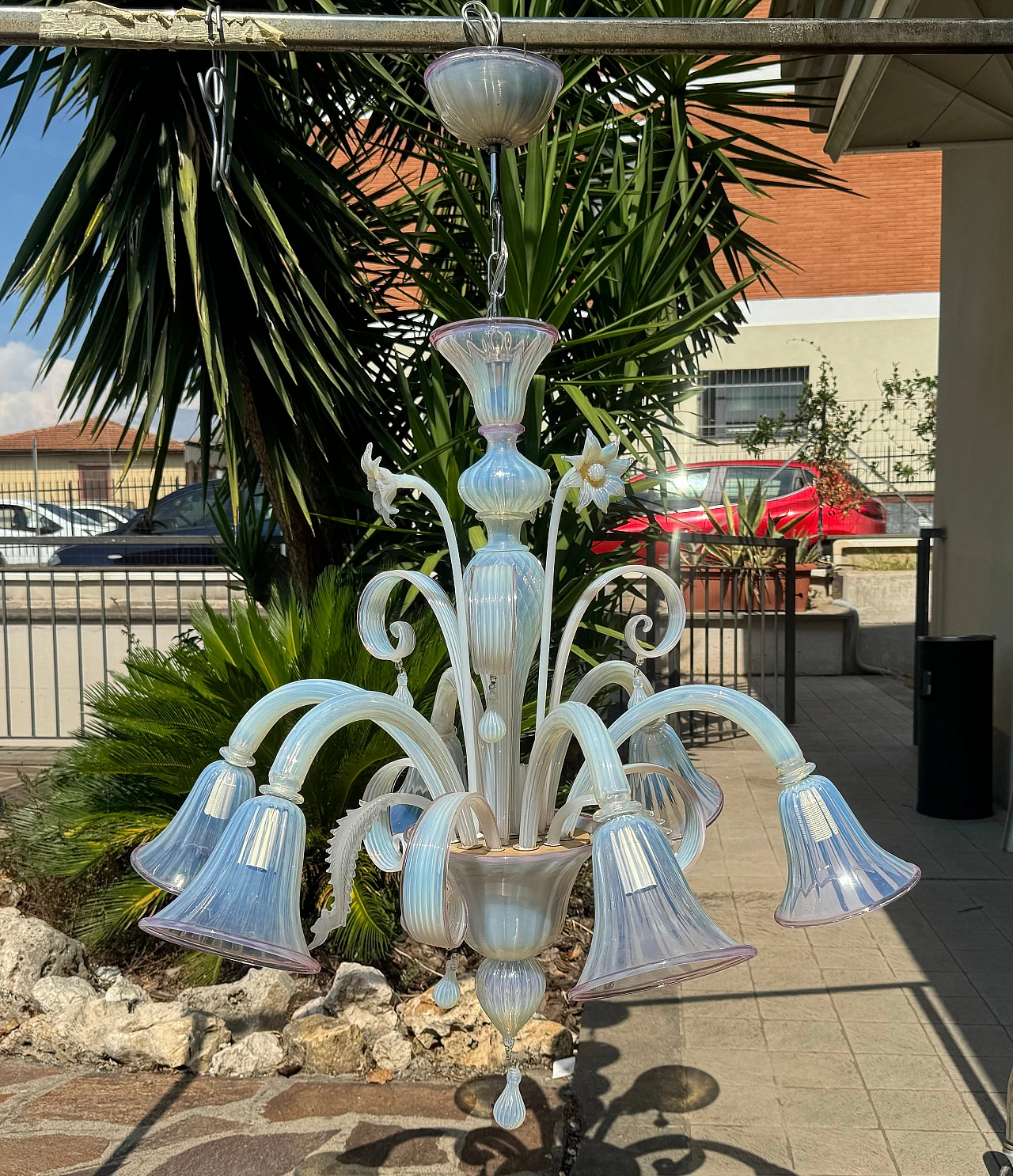 Opalescent Venetian Murano Glass Chandelier, 1960s 7