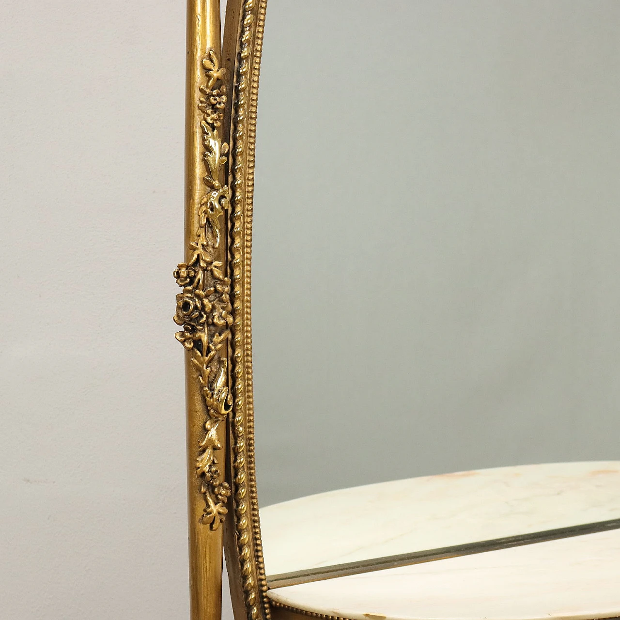 Console table with mirror in carved and gilded wood with onyx top 6