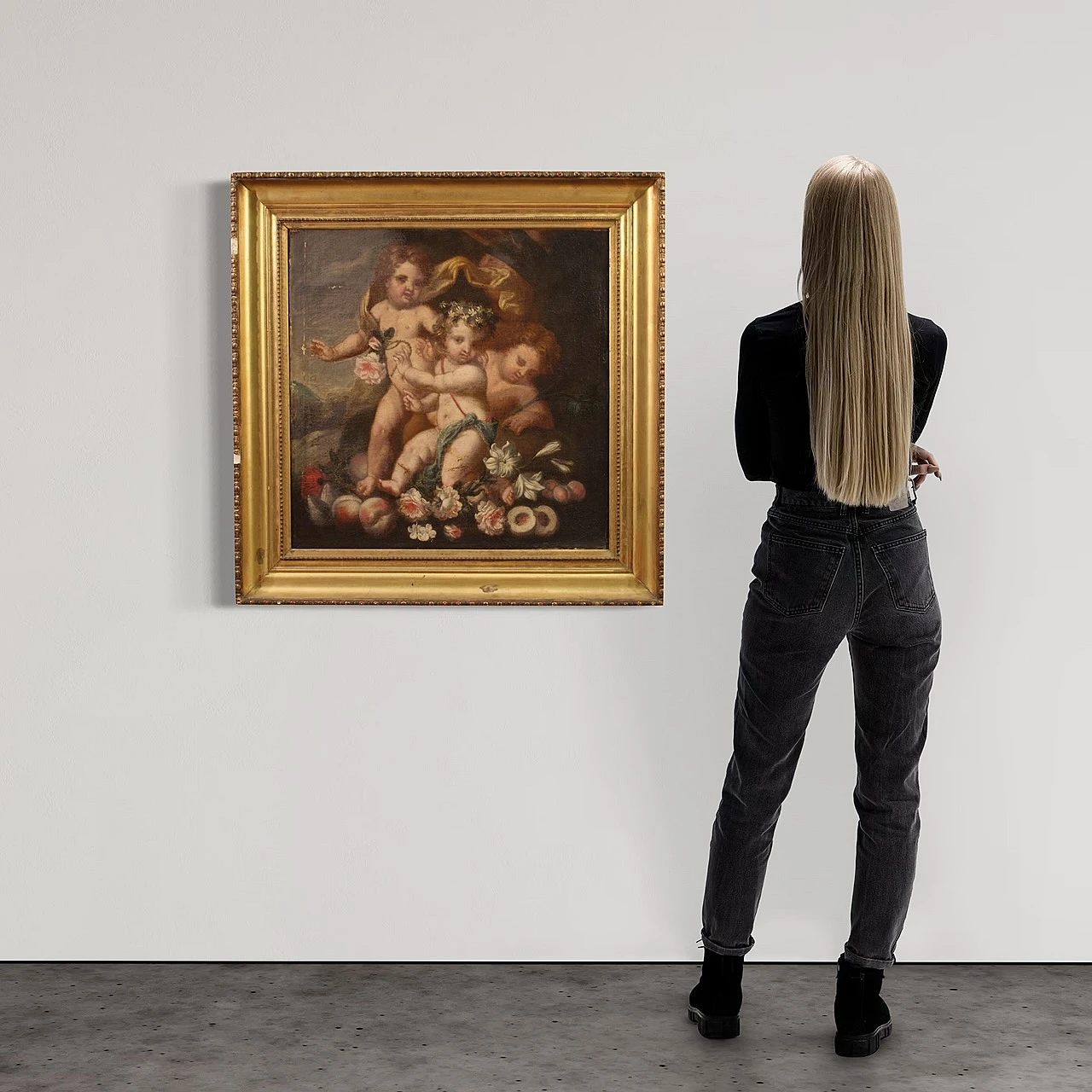 Italian painting Game of Putti, 17th century 2