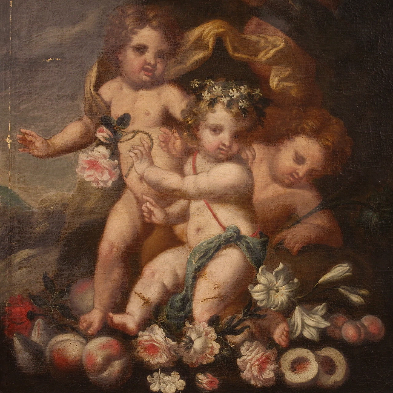 Italian painting Game of Putti, 17th century 3