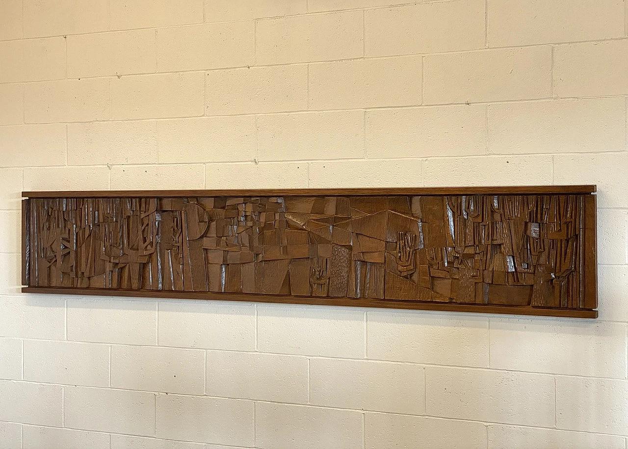Large panel sculpted in bas-relief  Turin school 1960s 1