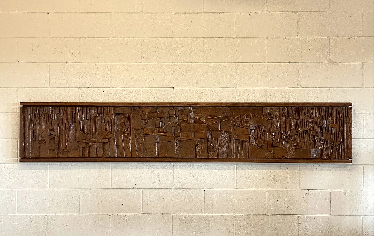 Large panel sculpted in bas-relief  Turin school 1960s 2