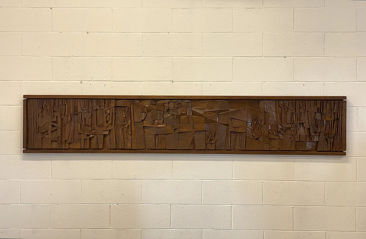 Large panel sculpted in bas-relief  Turin school 1960s 9