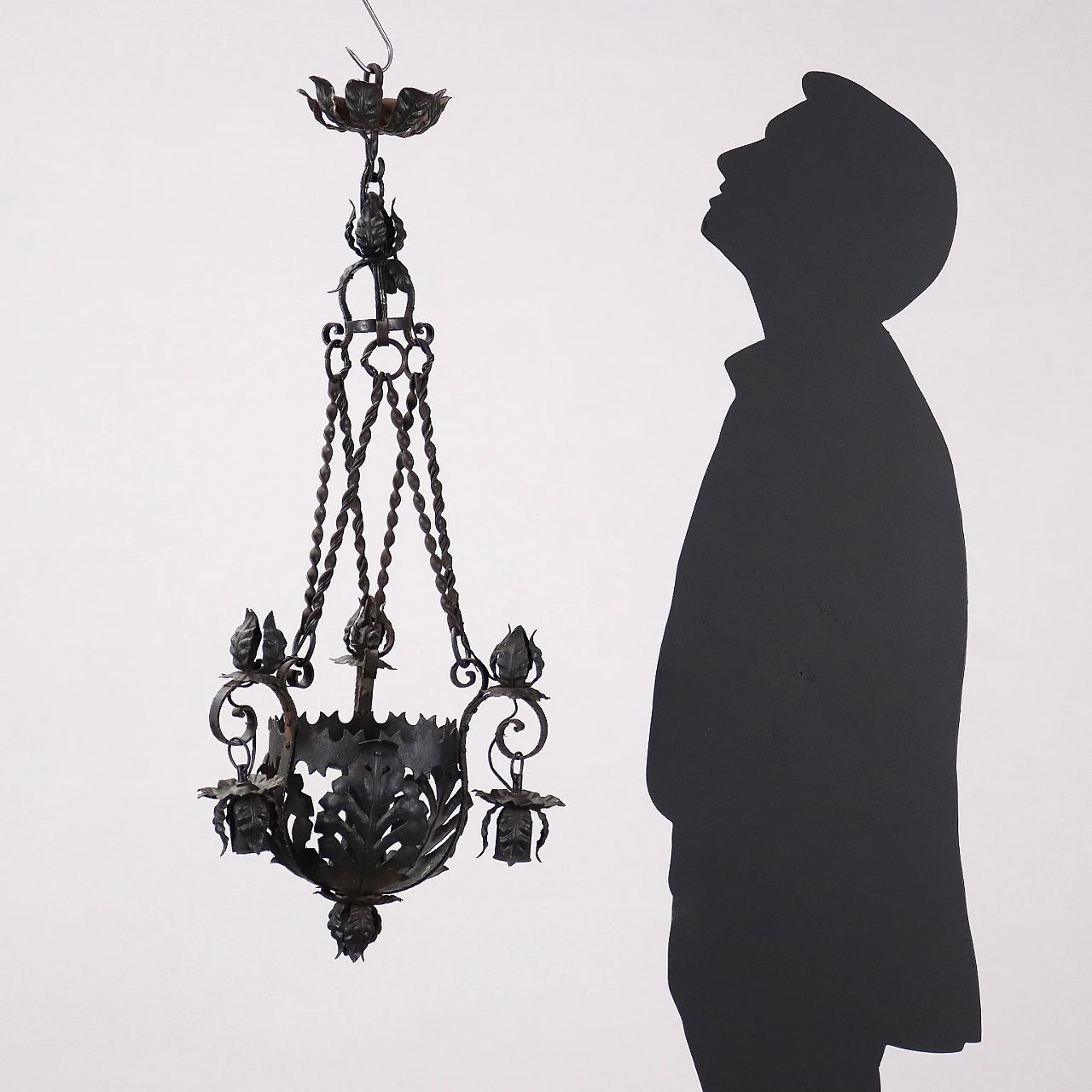 Lampadario in ferro battuto, inizio '900 2