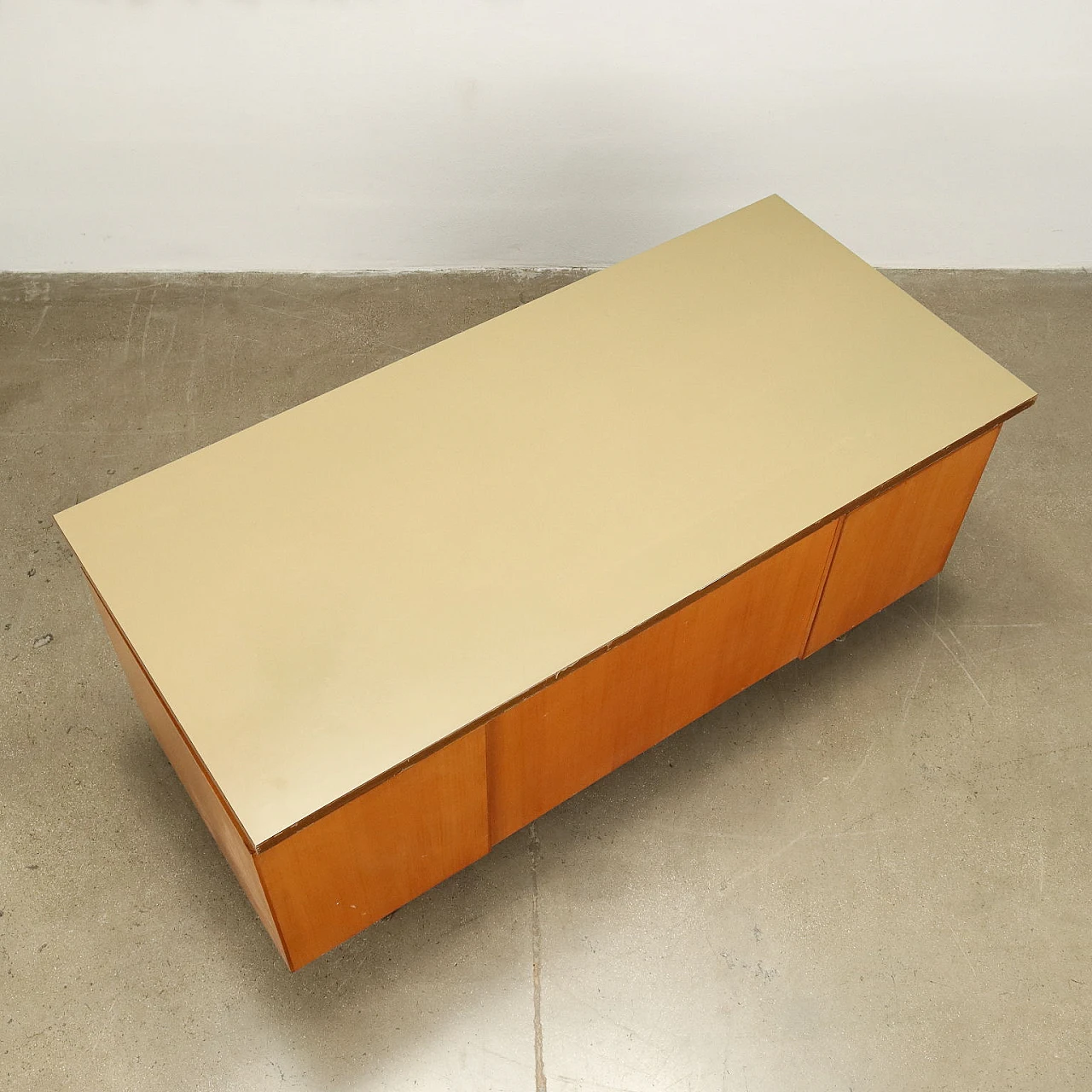 Walnut veneered desk with formica top and metal legs, 1970s 3