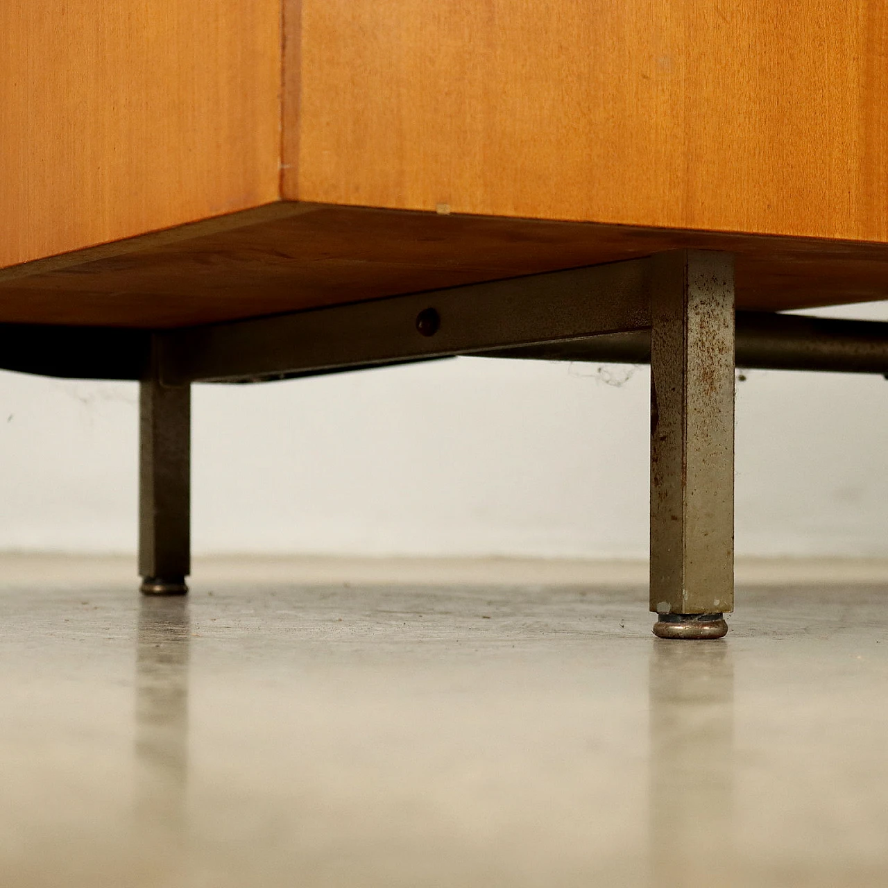 Walnut veneered desk with formica top and metal legs, 1970s 7