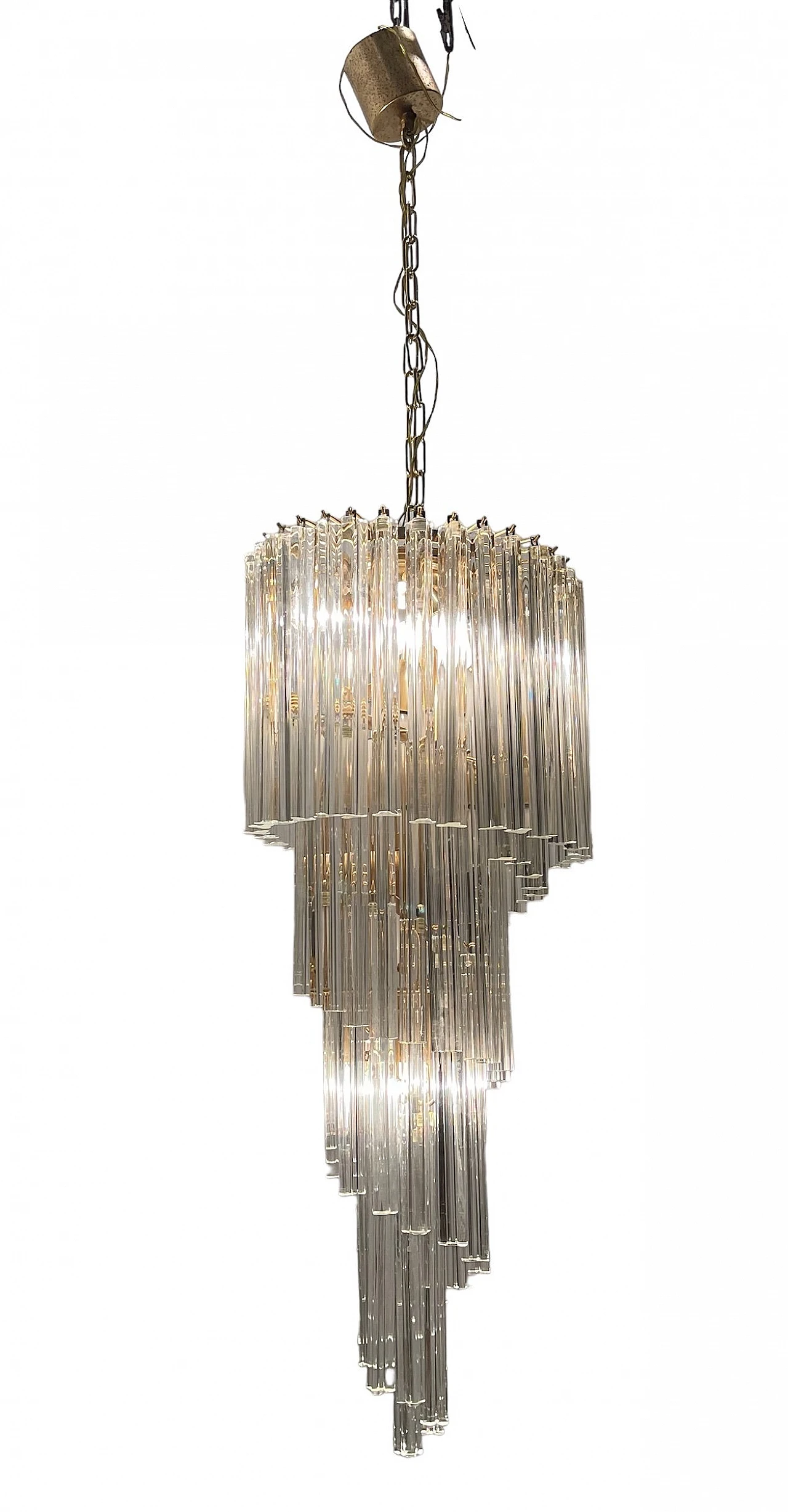 Large Murano Glass Trilobi Spiral Chandelier, 1970s 2