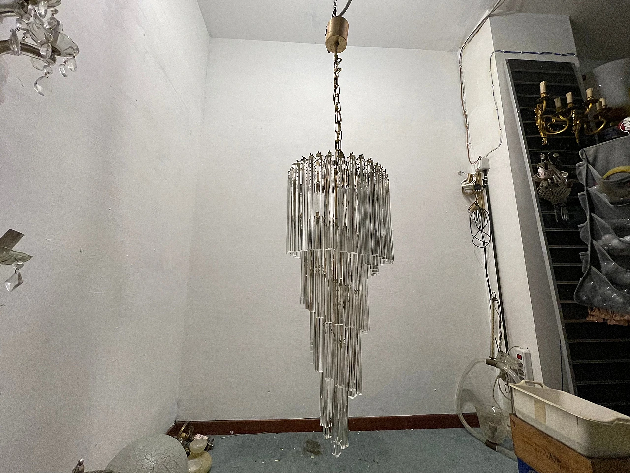 Large Murano Glass Trilobi Spiral Chandelier, 1970s 3