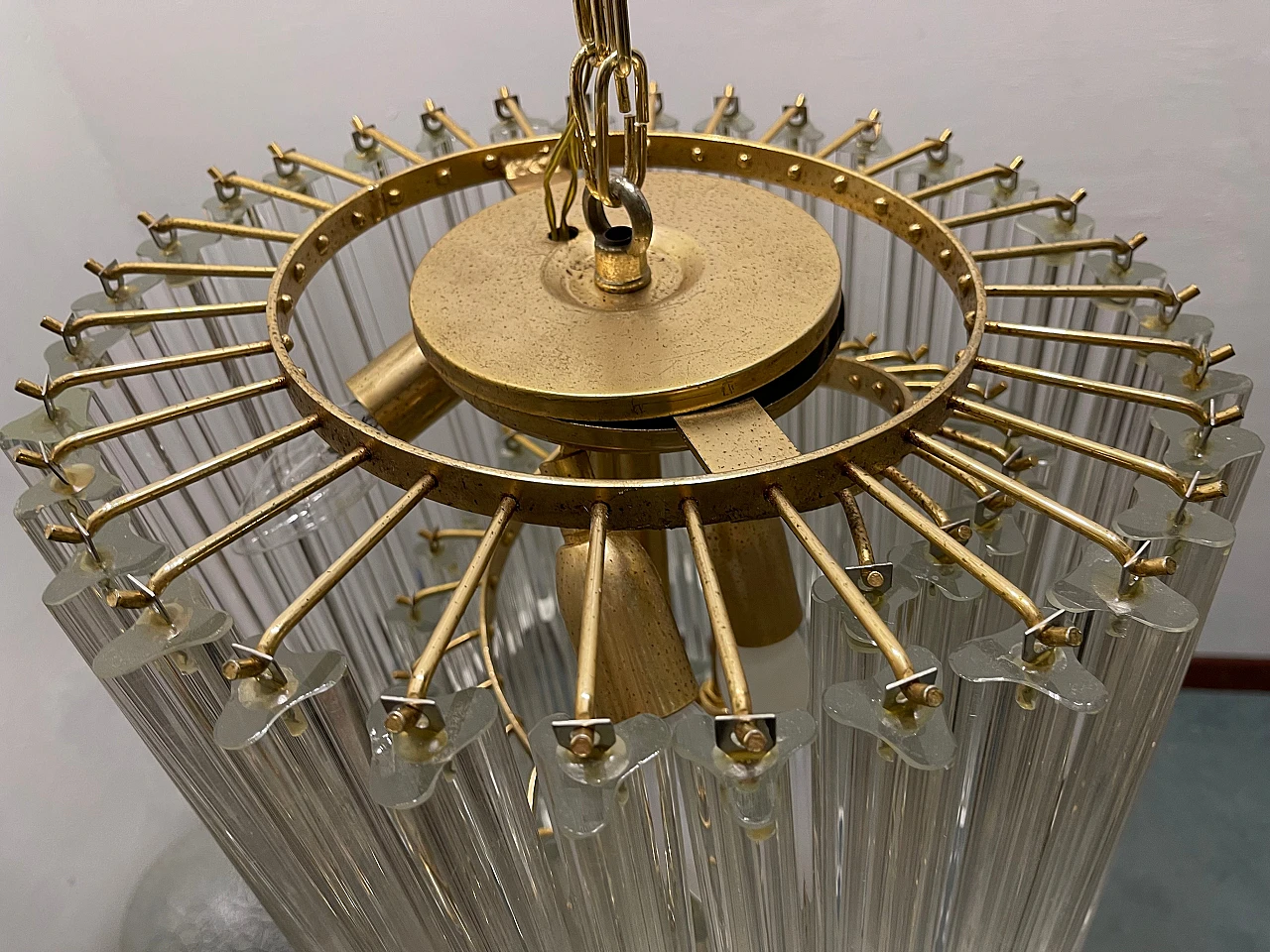 Large Murano Glass Trilobi Spiral Chandelier, 1970s 7