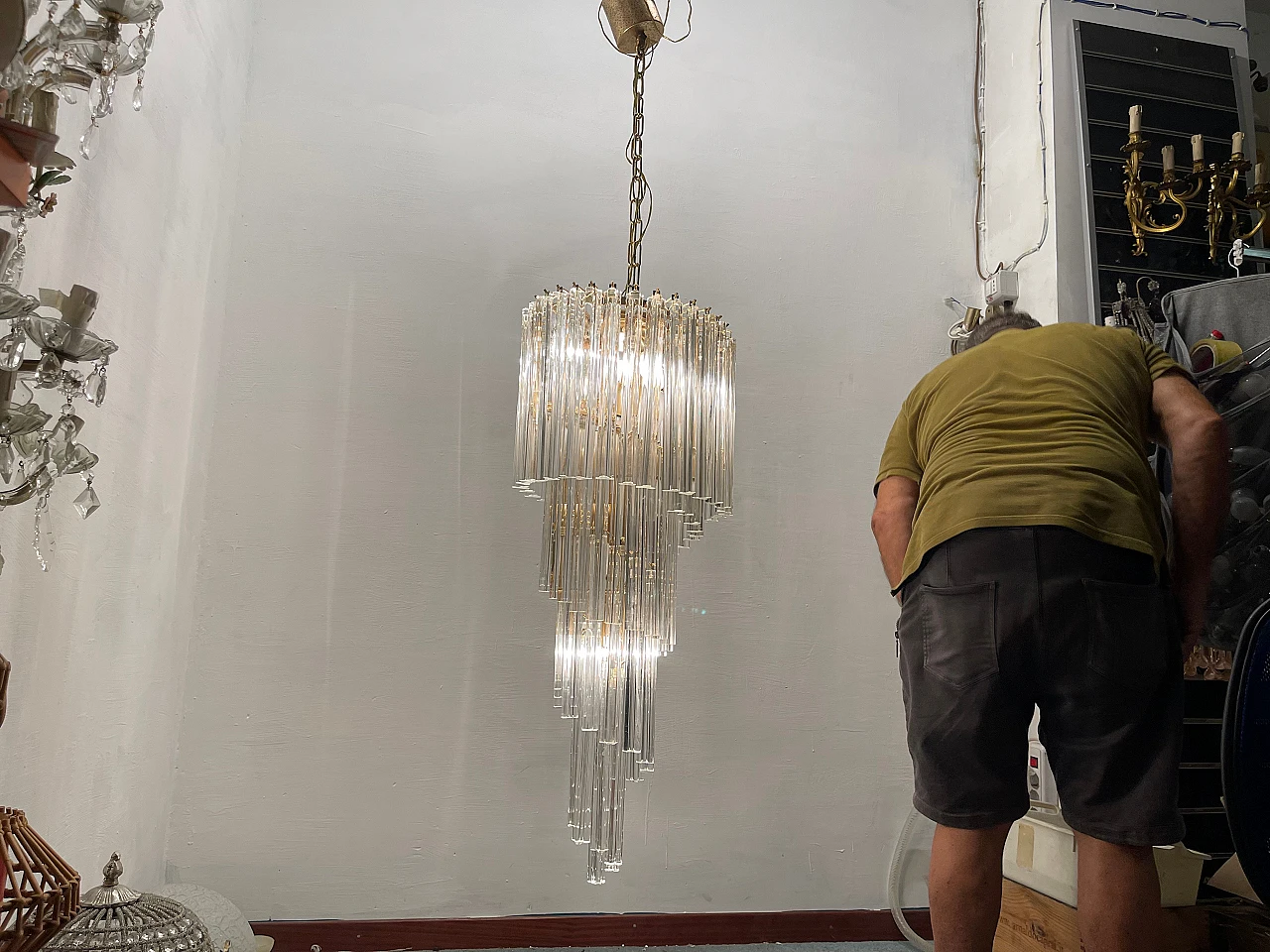 Large Murano Glass Trilobi Spiral Chandelier, 1970s 9