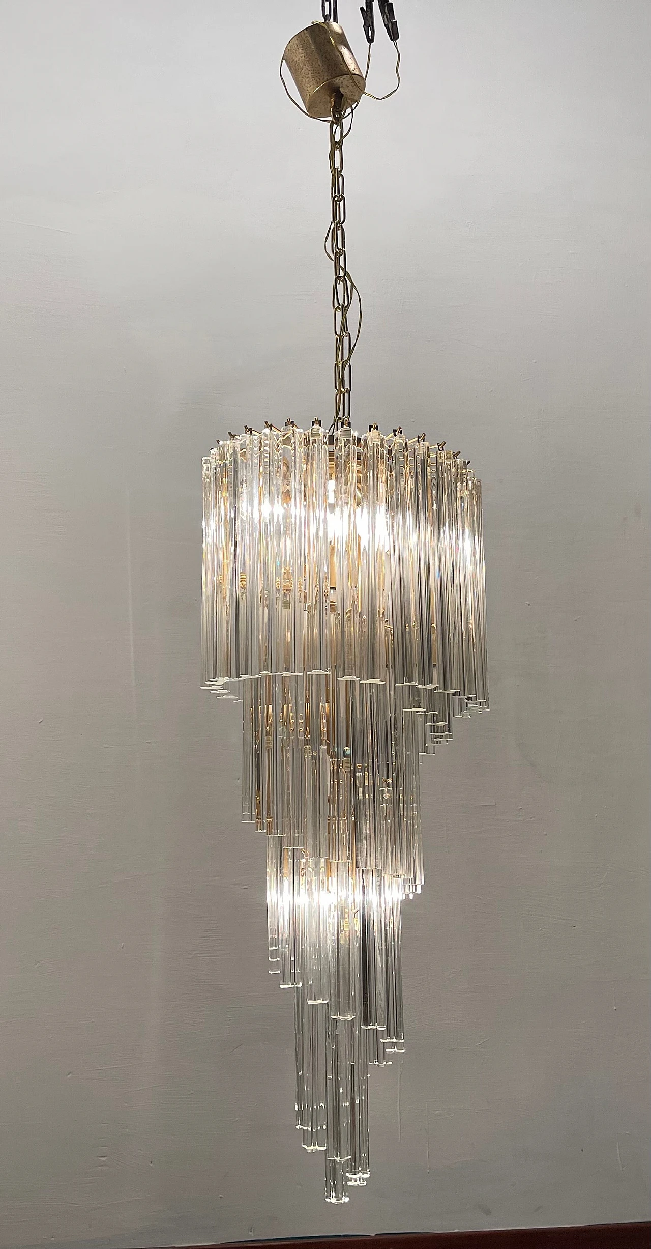 Large Murano Glass Trilobi Spiral Chandelier, 1970s 11