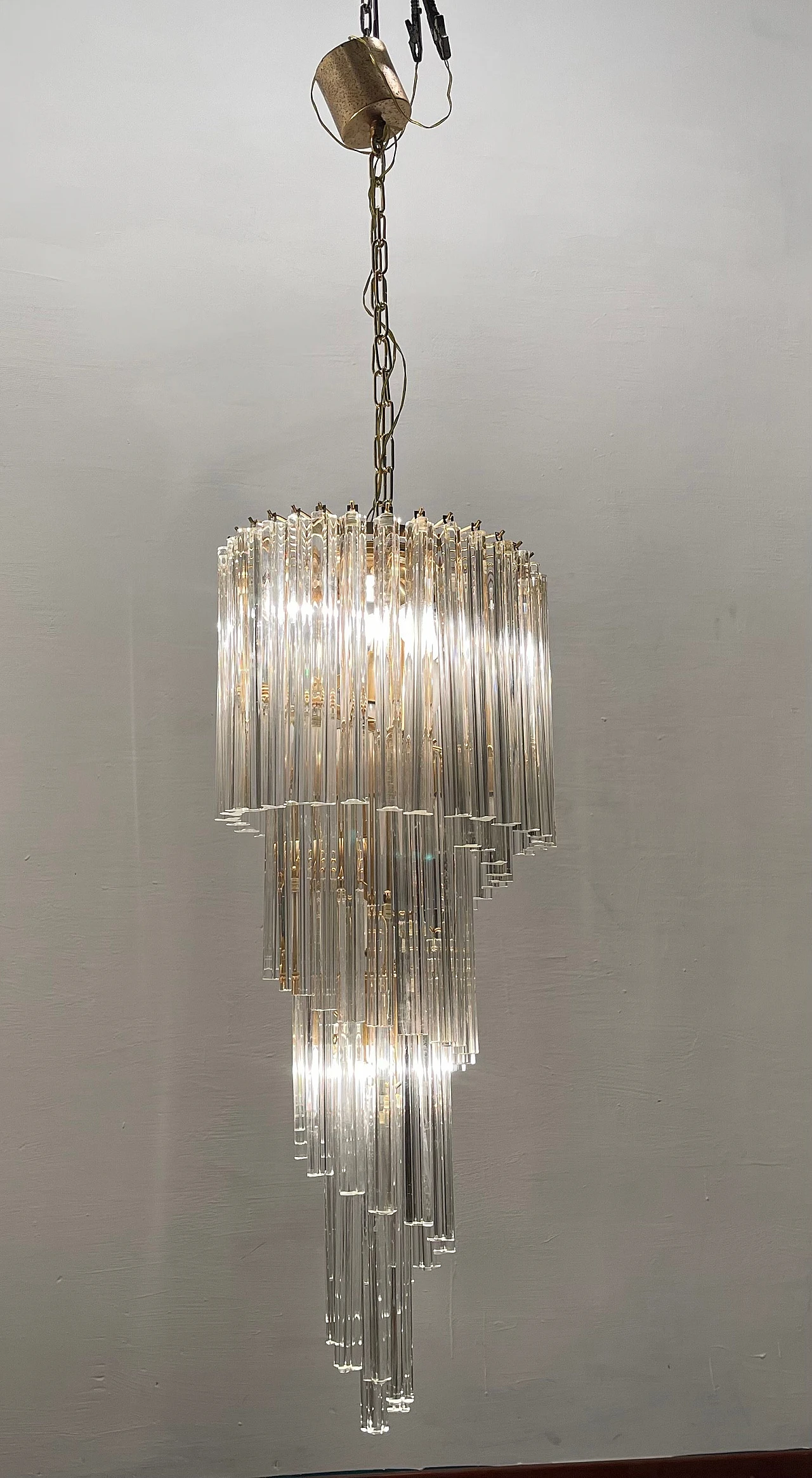 Large Murano Glass Trilobi Spiral Chandelier, 1970s 12