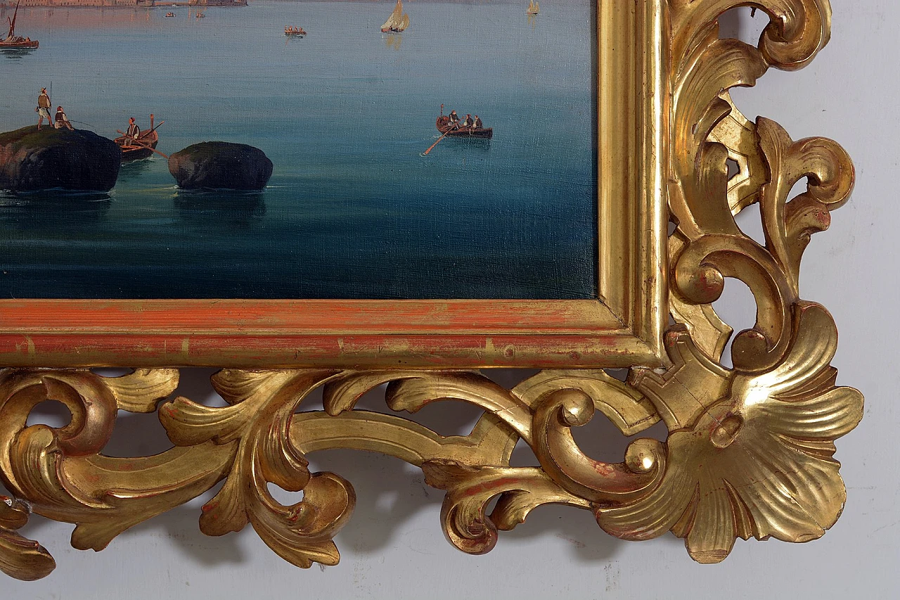 Posillipo school, view of Naples and of Nisida, pair in frame, 1830s 8