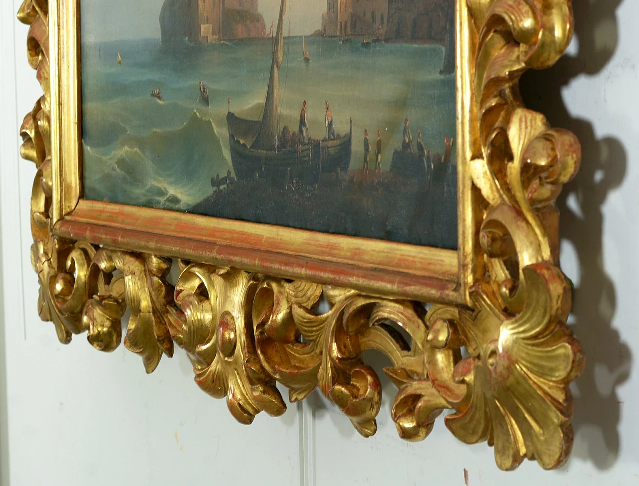 Posillipo school, view of Naples and of Nisida, pair in frame, 1830s 9