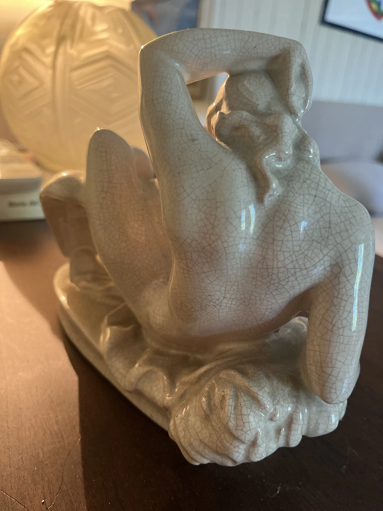 Statua "Leda con Cigno" Ceramica Craquelure 3