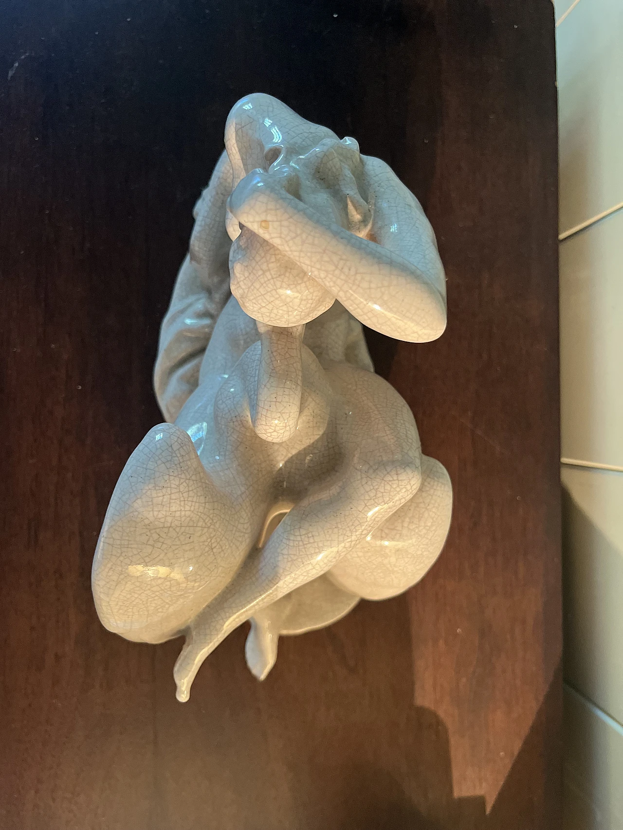 Statua "Leda con Cigno" Ceramica Craquelure 4