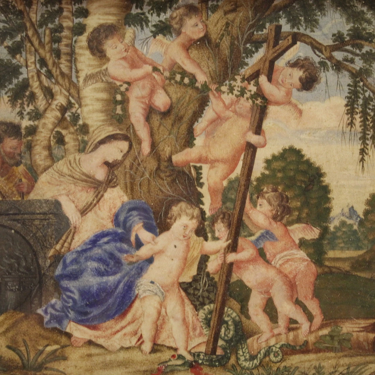 Rare religious painting on parchment from the 17th century 2