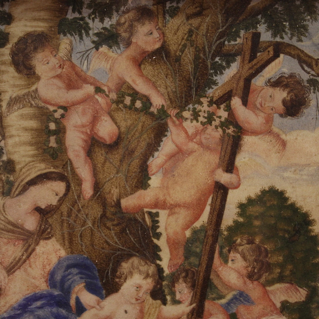 Rare religious painting on parchment from the 17th century 3