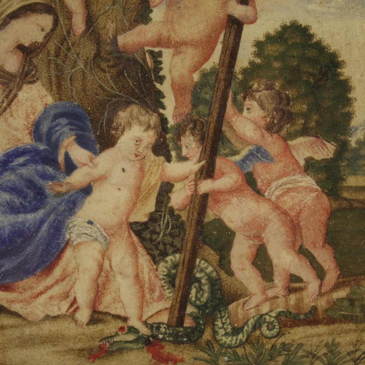 Rare religious painting on parchment from the 17th century 6