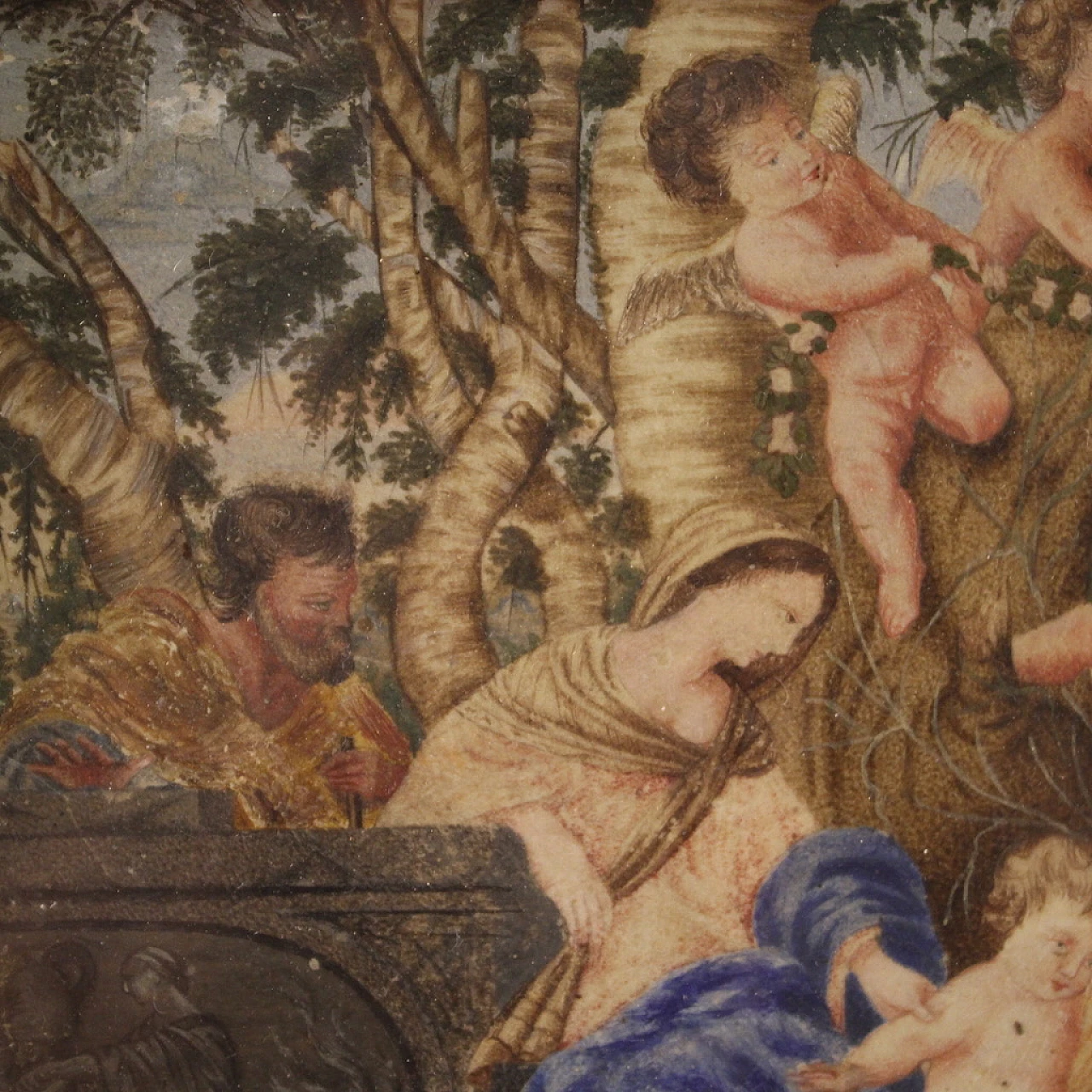 Rare religious painting on parchment from the 17th century 8