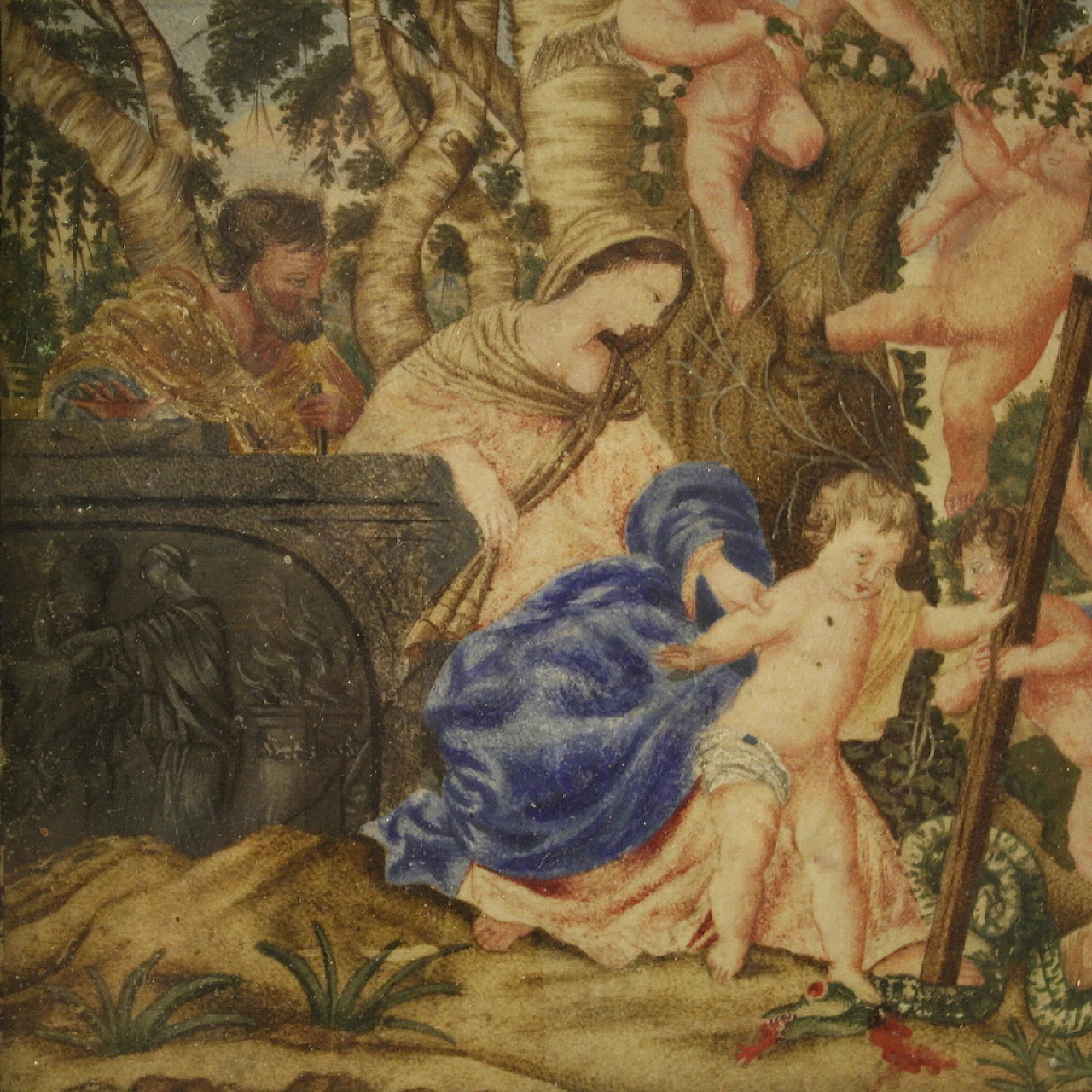 Rare religious painting on parchment from the 17th century 10