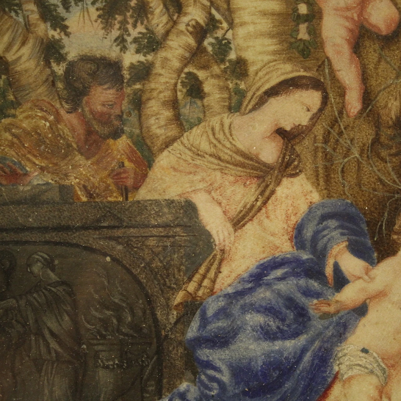 Rare religious painting on parchment from the 17th century 11