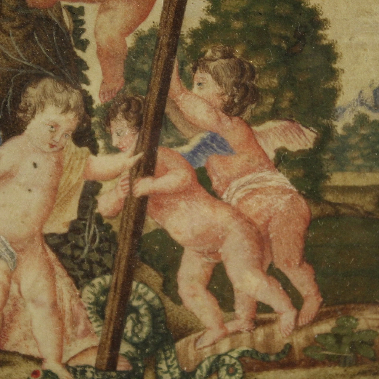 Rare religious painting on parchment from the 17th century 13