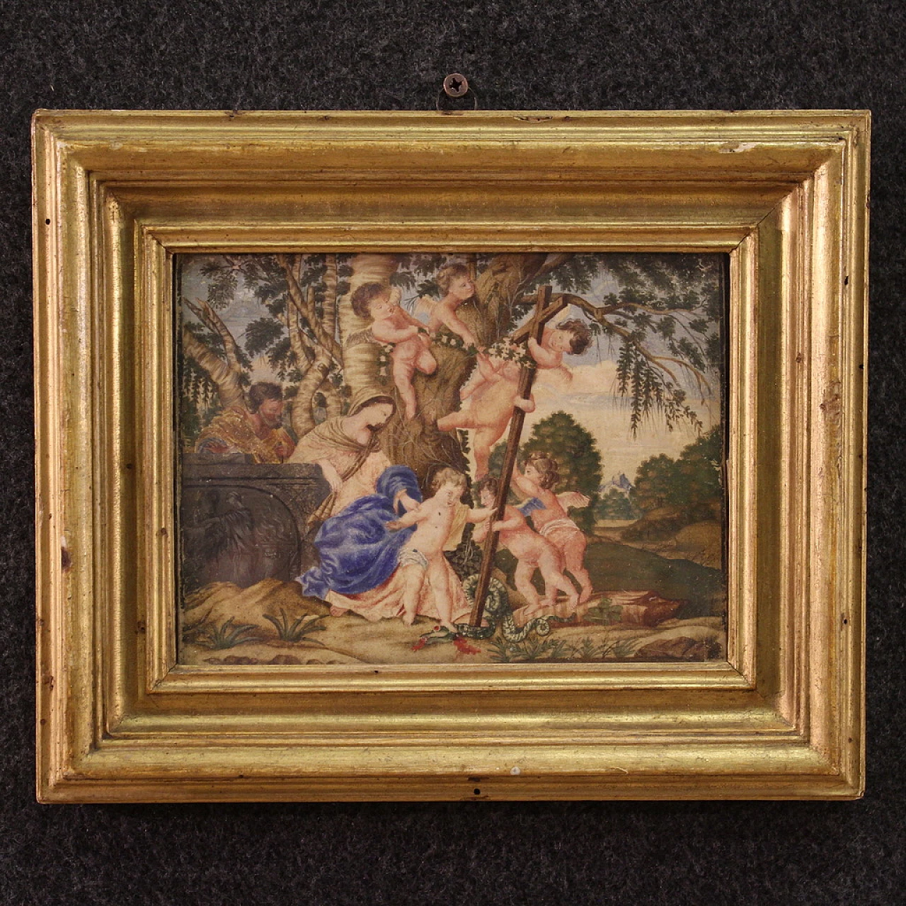 Rare religious painting on parchment from the 17th century 15