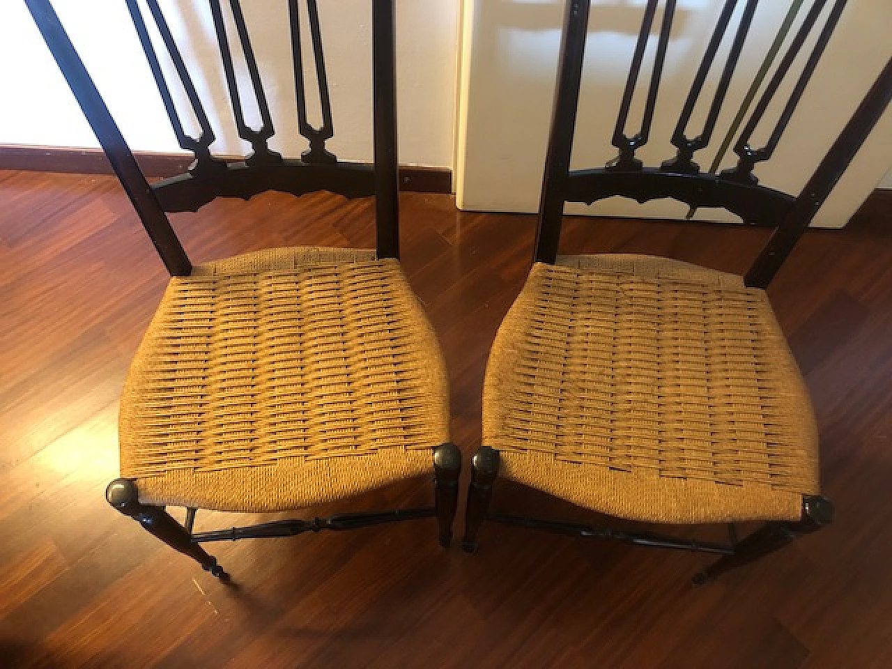 Coppia sedie Chiavarine schienale alto anni 50/60 1