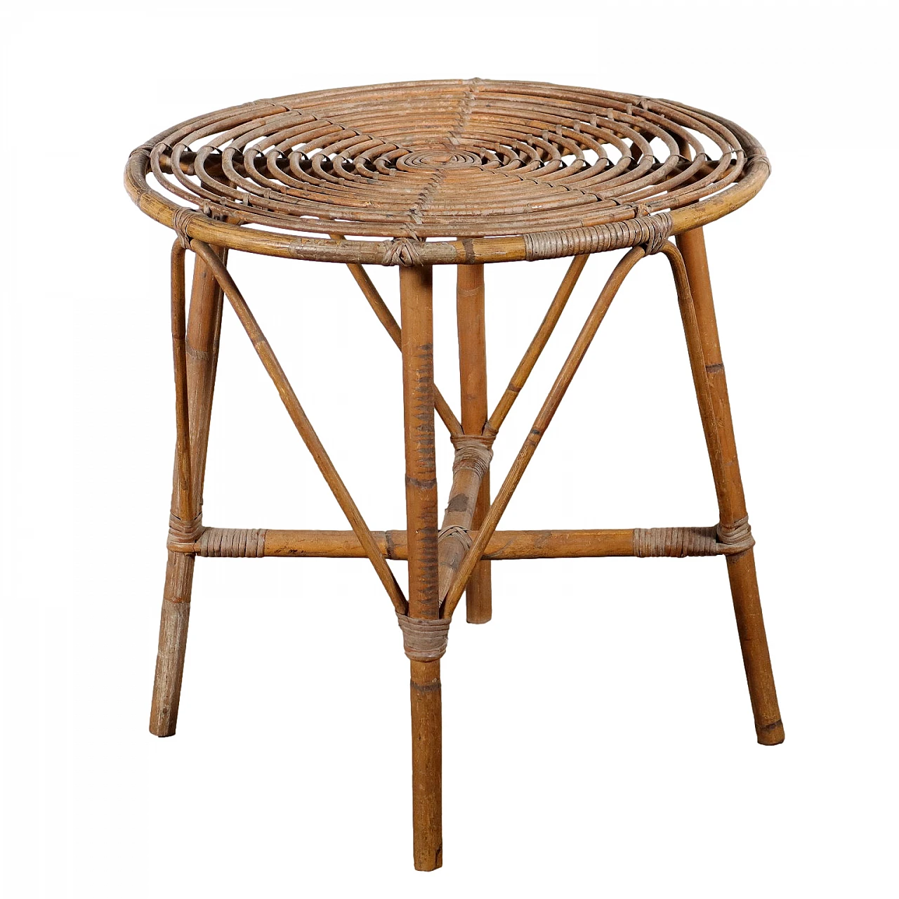 Tavolino rotondo in bambù, anni '60 1