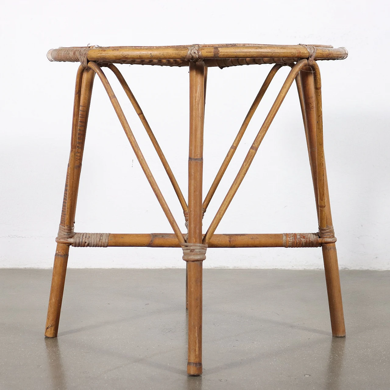 Tavolino rotondo in bambù, anni '60 6