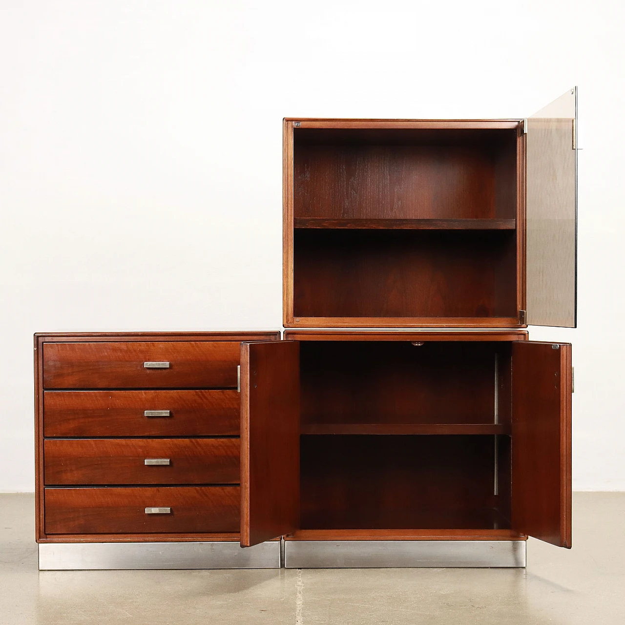 Living room cabinet in walnut veneer by Formanova, 1970s 3