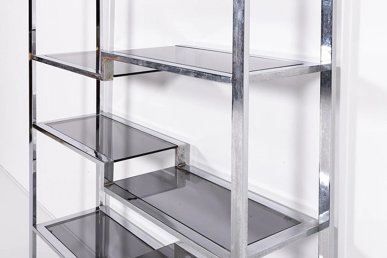 Vintage Italian Chromed Steel Bookcase, 1970s 3
