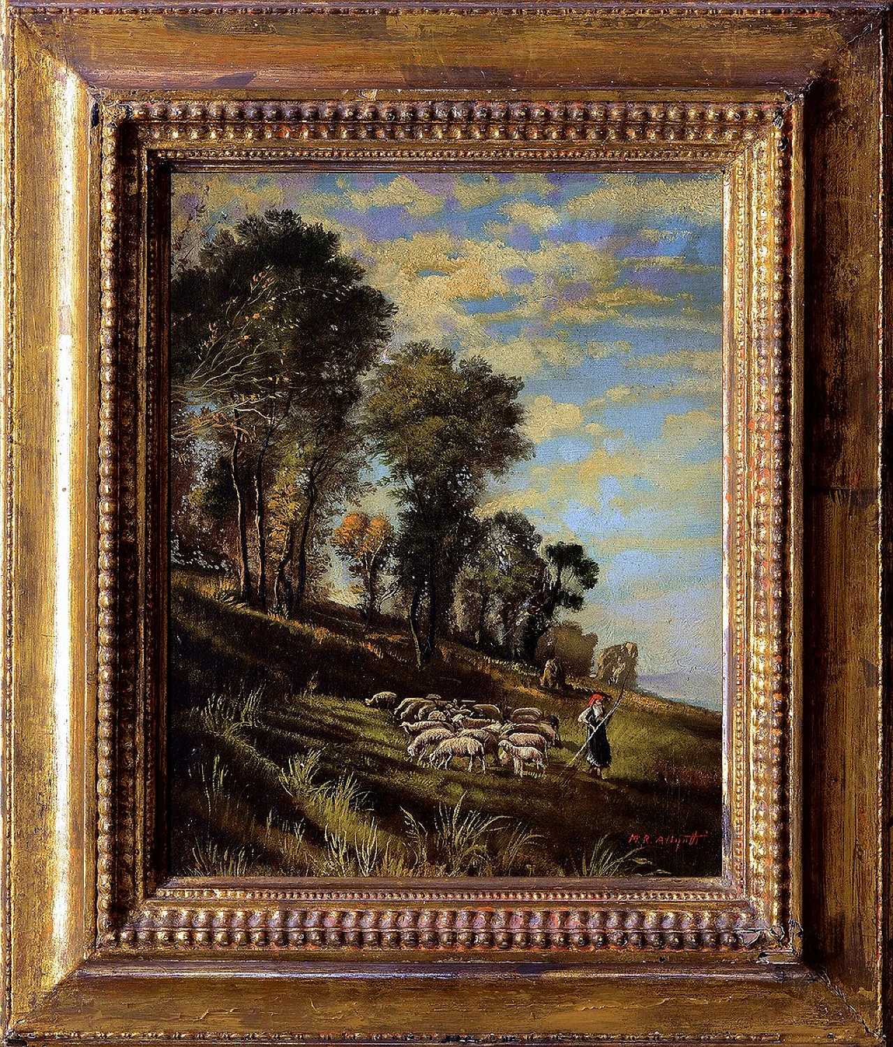 Mario Rosario Allegretti, Scena di campagna, Anni '70, Dipinto ad olio, Con cornice 1