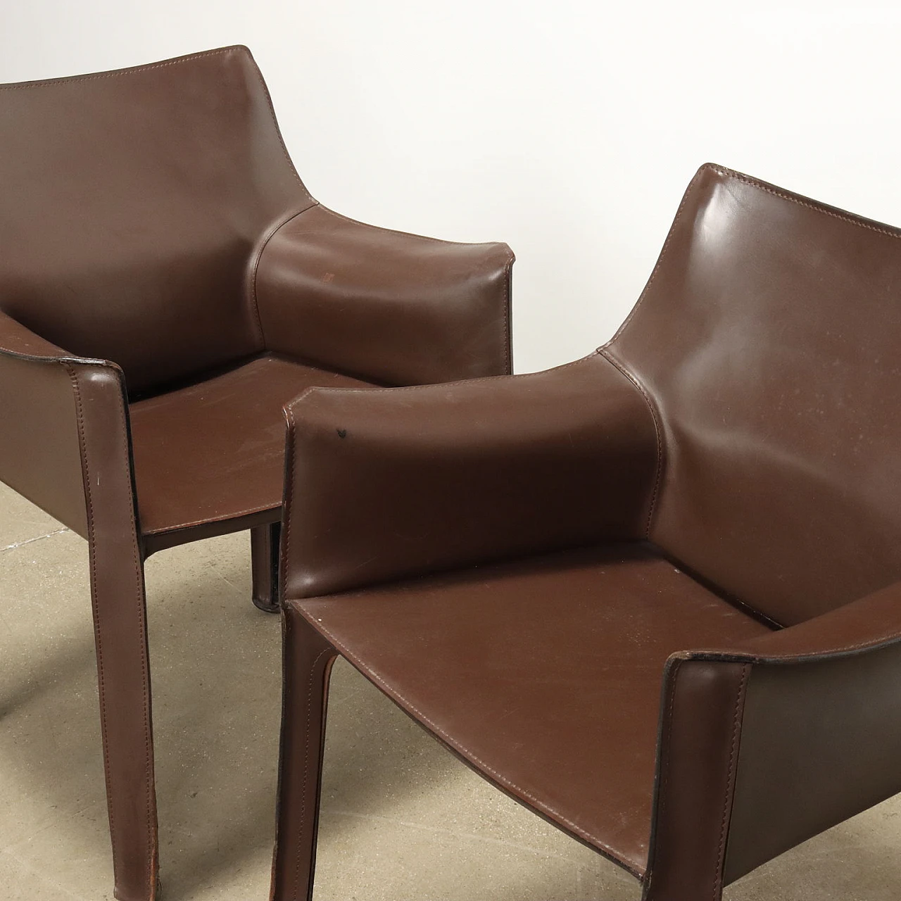 Pair of Cab 413 chairs by Mario Bellini for Cassina, 1980s 3