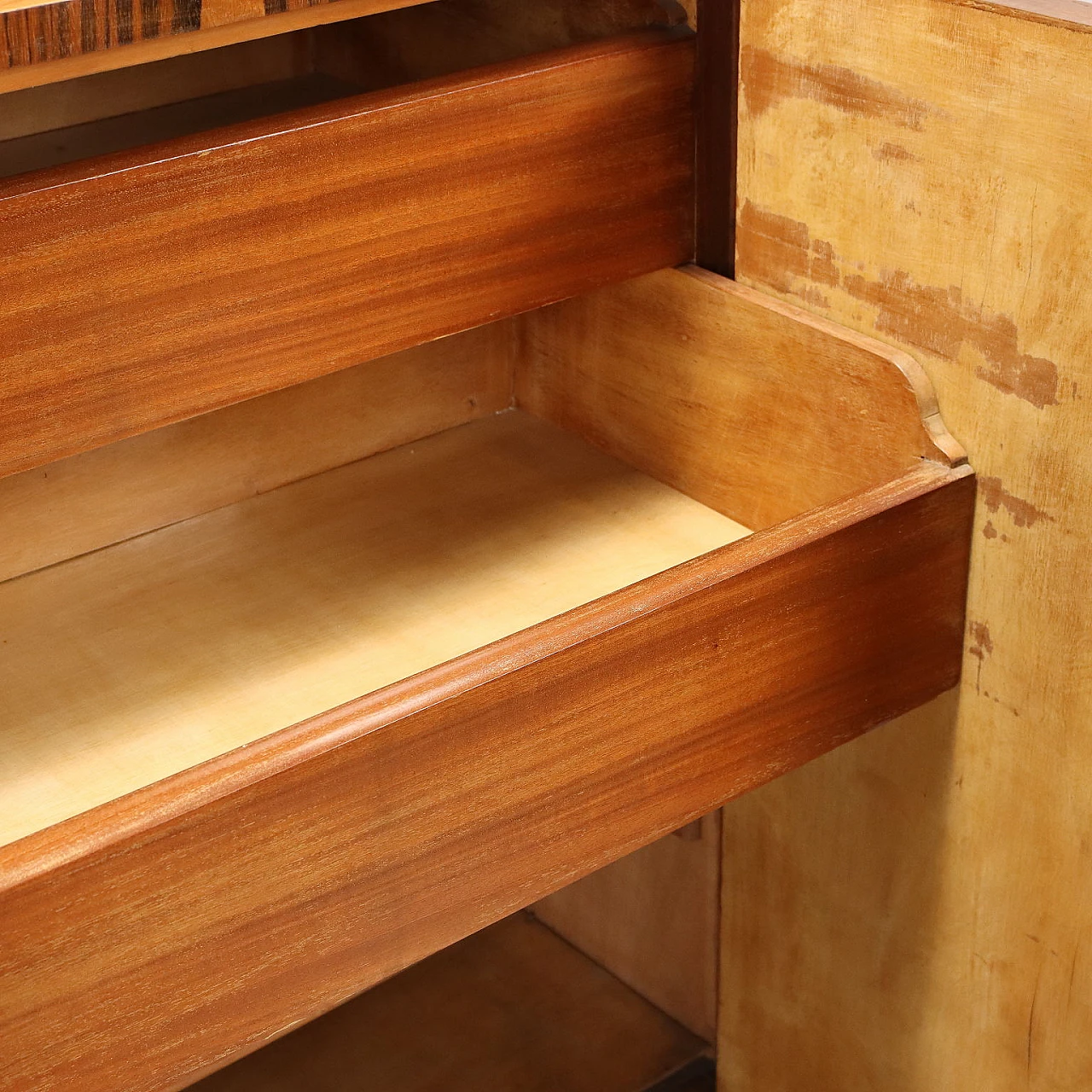 Walnut and burl veneer sideboard with two doors and drawers 10